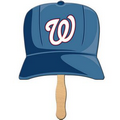 Baseball Cap Stock Shape Fan w/ Wooden Stick